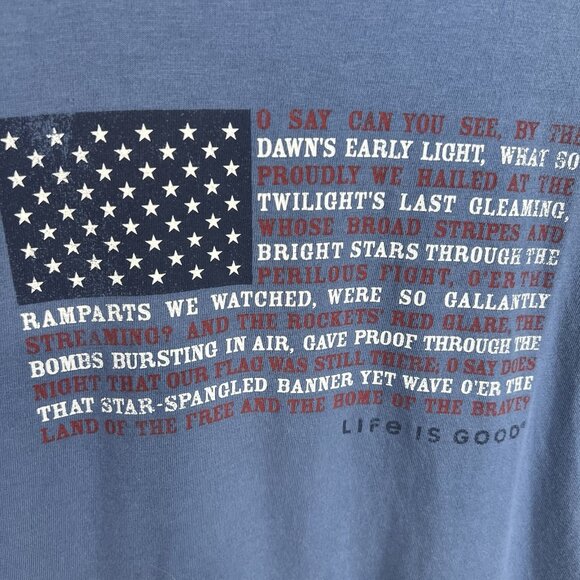 Life is Good Short Sleeve Star Spangled Banner Flag Shirt Women's Sz M 4th July - Picture 4 of 8